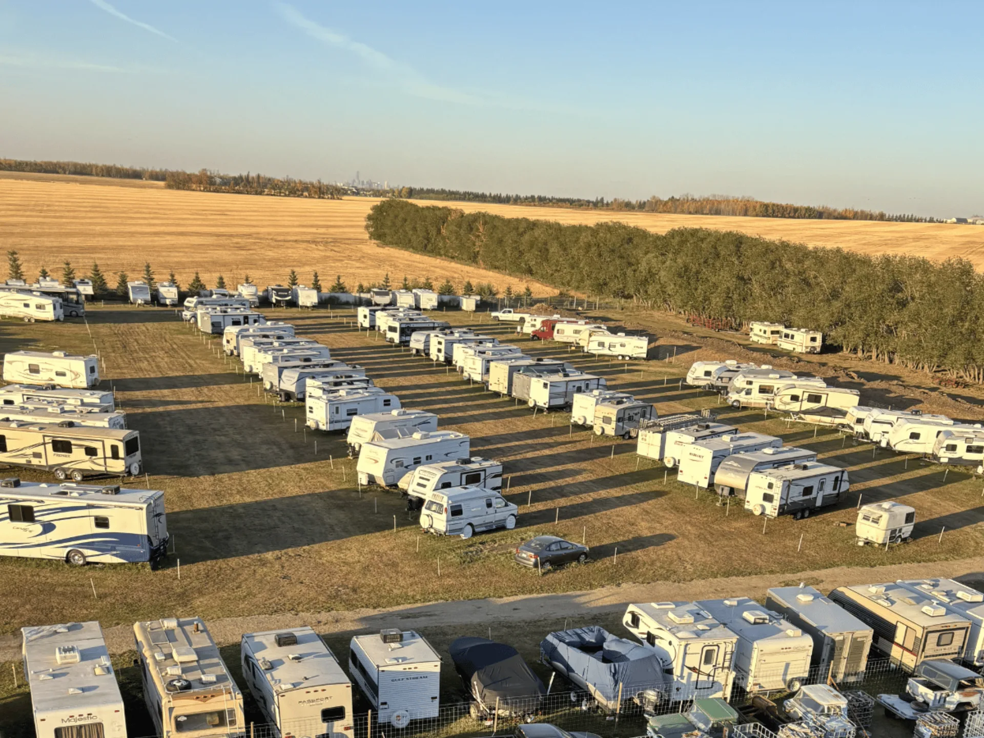 Aerial view of No Prob-Llama RV storage facility