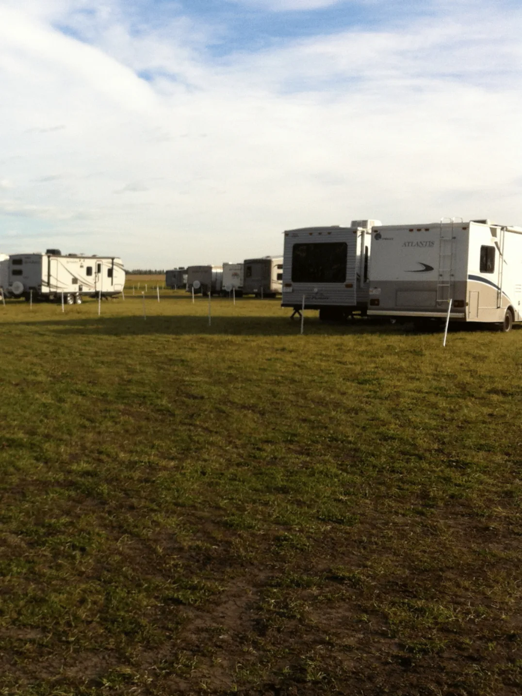 Ground-level view of wide RV storage alleyways